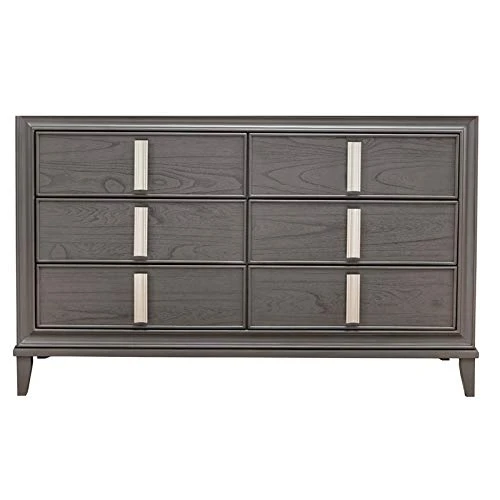 2 Piece Set With Wood 6-Drawer Dresser & 5-Drawer Chest In Dark Gray 4 2 Piece Set With Wood 6-Drawer Dresser & 5-Drawer Chest In Dark Gray - Image 2