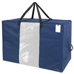 Folding Mattress Storage Bag - Durable Carry Case Fits For Tri-Fold Up To 6 Inches Twin Mattress, Navy