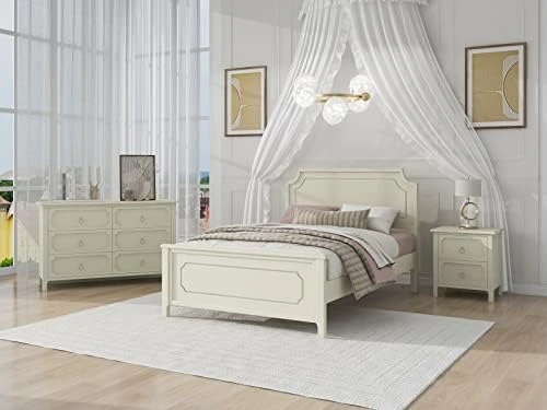 Bedroom Sets, 5 Pieces Bedroom Sets, Wood Bedroom Sets With Queen Platform Bed, Nightstand*2, Dresser & Mirror, Champagne Silver 14 Bedroom Sets, 5 Pieces Bedroom Sets, Wood Bedroom Sets With Queen Platform Bed, Nightstand*2, Dresser & Mirror, Champagne Silver - Image 12