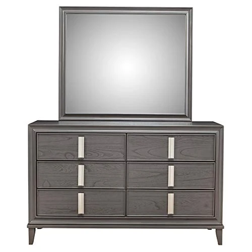 2 Piece Set With Wood 6-Drawer Dresser & 5-Drawer Chest In Dark Gray 6 2 Piece Set With Wood 6-Drawer Dresser & 5-Drawer Chest In Dark Gray - Image 4