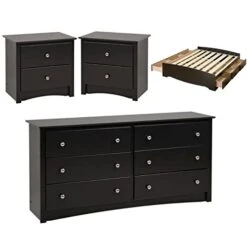 4-Piece Set With Queen Storage Bed Double Dresser & 2 Nightstands