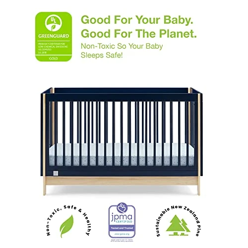 BabyGap By Delta Children Tate 4-in-1 Convertible Crib TrueSleep Crib And Toddler Mattress (Bundle), Navy/Natural 6 BabyGap By Delta Children Tate 4-in-1 Convertible Crib TrueSleep Crib And Toddler Mattress (Bundle), Navy/Natural - Image 4