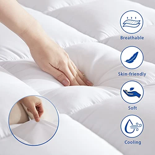 Dual Layer 4 Inch Memory Foam Mattress Topper, Twin Size, 2 Inch Gel Memory Foam Plus 2 Inch Extra Thick Pillowtop Cover, Pressure Relieve Soft Mattress Pad 4 Dual Layer 4 Inch Memory Foam Mattress Topper, Twin Size, 2 Inch Gel Memory Foam Plus 2 Inch Extra Thick Pillowtop Cover, Pressure Relieve Soft Mattress Pad - Image 2