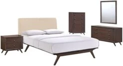 Tracy Mid-Century Modern Wood Platform Queen Bed With Two Nightstands In Cappuccino Gray -Delta Children Shop 41QhizkBbxL. AC