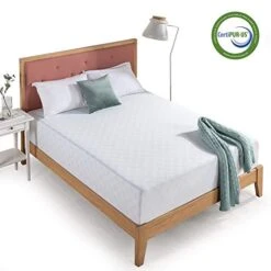 Adrian Wood Rustic Style Platform Bed With Headboard/No Box Spring Needed/Wood Slat Support, King & 12 Inch Gel-Infused Green Tea Memory Foam Mattress, King -Delta Children Shop 41RokYIs28L