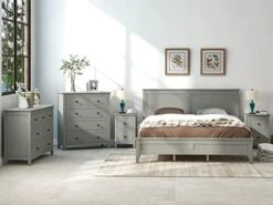 Droom Sets, 5 Pieces Bedroom Sets With King Size Bed, 2 Nightstand End Table, Dresser And Chest, Wood Bedroom Furniture Set (Gray_King, 5 Piece) -Delta Children Shop 41RsgFXd0VL. AC 1