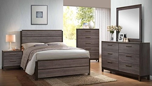 - 6-Piece Antique Grey Wood Queen Size Bedroom Set. Bed, Dresser, Mirror, Chest & 2 Night Stands 3 - 6-Piece Antique Grey Wood Queen Size Bedroom Set. Bed, Dresser, Mirror, Chest & 2 Night Stands