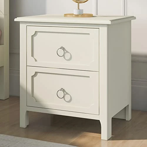 6 Pieces King Bedroom Sets, Rubber Wood King Size Platform Bed With Nightstand*2, Chest, Mirror And Dresser, Simple Style Wooden Bedroom Furniture Set For Teens Adults, Milky White 7 6 Pieces King Bedroom Sets, Rubber Wood King Size Platform Bed With Nightstand*2, Chest, Mirror And Dresser, Simple Style Wooden Bedroom Furniture Set For Teens Adults, Milky White - Image 5