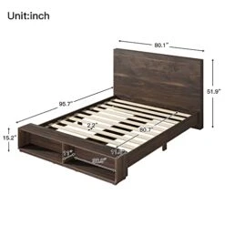 King Bed Frame With Storage Bench Wood Platform Bed With Headboard And Slats Support For Kids Girls Boys Teens Adults, King Size, No Box Spring Needed, Walnut -Delta Children Shop 41SqrghfJnL