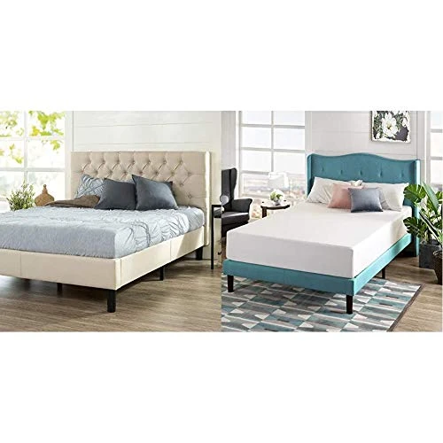 - Misty - Upholstered Platform Bed Frame/Mattress Foundation - Queen & 12 Inch Green Tea Memory Foam Mattress/CertiPUR-US Certified/Bed-in-a-Box/Pressure Relieving, Queen, Taupe 3 - Misty - Upholstered Platform Bed Frame/Mattress Foundation - Queen & 12 Inch Green Tea Memory Foam Mattress/CertiPUR-US Certified/Bed-in-a-Box/Pressure Relieving, Queen, Taupe