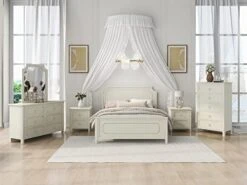 3 Pieces Platform Bed Set, Solid Wood Bedroom Sets With King Size Platform Bed, 6 Drawers Dresser And Nightstand (Milky White) -Delta Children Shop 41TTF60ftCL. AC 1