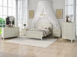 3 Pieces Platform Bed Set, Solid Wood Bedroom Sets With King Size Platform Bed, 6 Drawers Dresser And Nightstand (Milky White) -Delta Children Shop 41UVbfiEJ L. AC