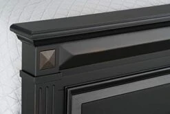 Va Wood Bedroom Set, King Panel Bed, Dresser, Mirror, Nightstand, Chest, Vintage Black -Delta Children Shop 41V5Tsm141L