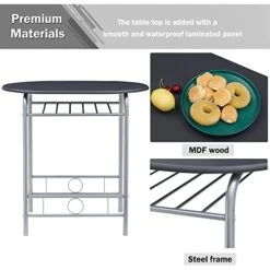 3 Piece Wood Round Table & Chair Set, Space Saving, 31.5", Black And Silver & Metal Platform Bed Frame Mattress Foundation & Footboard/Firm Support & Easy Set Up Structure, Black -Delta Children Shop 41V7HewLwsL