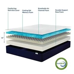 Marley 10 Inch Cooling Gel Memory Foam Mattress With Airflow Channel Foam For Breathability, Queen Size, Bed In A Box, Medium Firm Support -Delta Children Shop 41Vm2DPRi5L