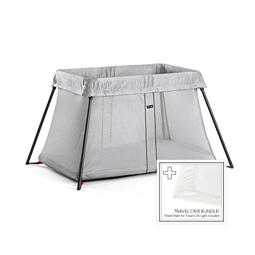 BabyBjörn BABYBJORN Travel Crib Light - Silver + Fitted Sheet Bundle Pack 3 BabyBjörn BABYBJORN Travel Crib Light - Silver + Fitted Sheet Bundle Pack