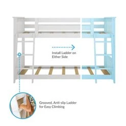 W Bunk Bed, Twin-Over-Twin Wood Bed Frame For Kids, White -Delta Children Shop 41W6RYdtX4L