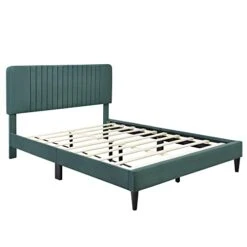 Droom Set Queen Size Upholstered Platform Bed Frame With Two Nightstands And One Storage Bench Ottoman 4-Piece Bedroom Sets For Adults Teens, Green