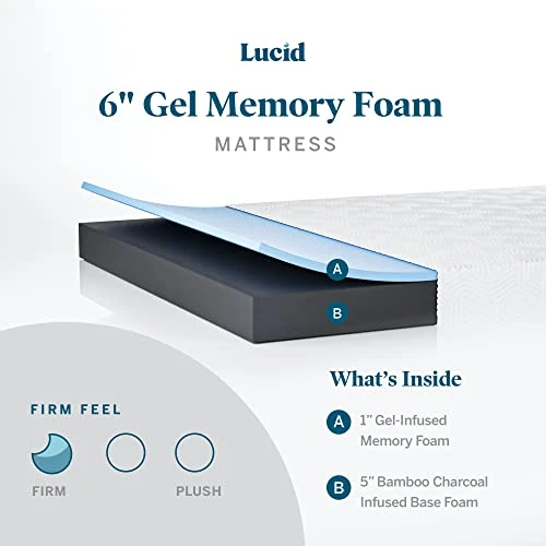 Ucid 6 Inch Twin Mattress - Firm Gel Memory Foam Mattress Twin— Bamboo Charcoal Mattress In A Box—CertiPur Certified 4 Ucid 6 Inch Twin Mattress - Firm Gel Memory Foam Mattress Twin— Bamboo Charcoal Mattress In A Box—CertiPur Certified - Image 2