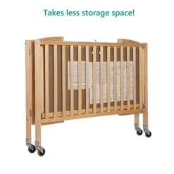 Dream On Me Folding Full Size Convenience Crib In Natural, Two Adjustable Mattress Height Positions, Comes With Heavy Duty Locking Wheels, Flat Folding -Delta Children Shop 41WuO8oHomL