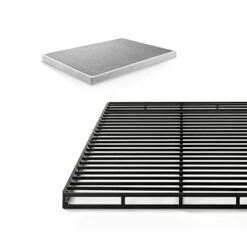 INUS Quick Lock Metal Smart Box Spring / 4 Inch Mattress Foundation / Strong Metal Structure / Easy Assembly, Queen White