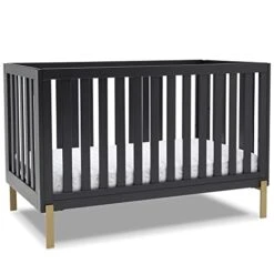 Delta Children Hendrix 4-in-1 Convertible Crib, Greenguard Gold Certified, Midnight Grey/Bronze