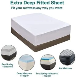 Queen Fitted Sheet Only,21 Inch Extra Deep Pocket White Bottom Bed Sheet, Soft Breathable,Stay In Place,for Pillow Top Mattress Thick Mattress -Delta Children Shop 41XiU4DVggS