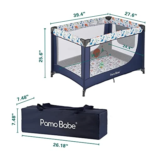 Pamo Babe Portable Crib Baby Playpen With Mattress And Carry Bag (Blue) 3 Pamo Babe Portable Crib Baby Playpen With Mattress And Carry Bag (Blue)