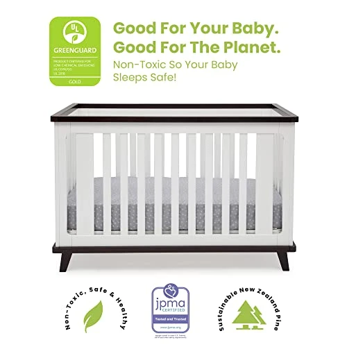 Delta Children Ava 3-in-1 Convertible Baby Crib, Greenguard Gold Certified, White/Black Espresso 4 Delta Children Ava 3-in-1 Convertible Baby Crib, Greenguard Gold Certified, White/Black Espresso - Image 2