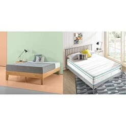 Moiz 14 Inch Deluxe Solid Wood Platform Bed 12 Inch Memory Foam Spring Hybrid Mattress
