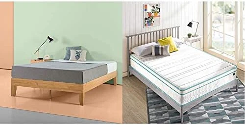 Moiz 14 Inch Deluxe Solid Wood Platform Bed 12 Inch Memory Foam Spring Hybrid Mattress 5 Moiz 14 Inch Deluxe Solid Wood Platform Bed 12 Inch Memory Foam Spring Hybrid Mattress - Image 3