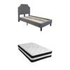 Brighton Twin Size Tufted Upholstered Platform Bed In Light Gray Fabric With Pocket Spring Mattress -Delta Children Shop 41Zarfyps1L