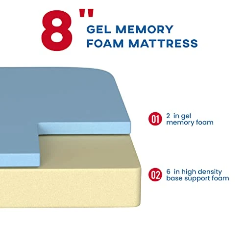 8 In Gel Memory Foam Mattress Mattresses For Cool Sleep & Pressure Relief,Medium Firm Mattresses CertiPUR-US Certified/Bed-in-a-Box (8 In, Queen) 4 8 In Gel Memory Foam Mattress Mattresses For Cool Sleep & Pressure Relief,Medium Firm Mattresses CertiPUR-US Certified/Bed-in-a-Box (8 In, Queen) - Image 3
