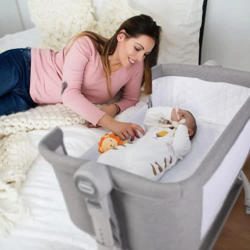 Cowiewie Baby Bassinets With Universal Wheels With Brakes Co Sleeper Bassinet With Storage, Double-Lock Patent Design; 7-Level Height Adjustable, Include Rebound Mattress 5 Cowiewie Baby Bassinets With Universal Wheels With Brakes Co Sleeper Bassinet With Storage, Double-Lock Patent Design; 7-Level Height Adjustable, Include Rebound Mattress - Image 3