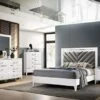 – Madison 6-Piece Queen Size White Bedroom Set. Bed, Dresser, Mirror, Chest & 2 Nightstands