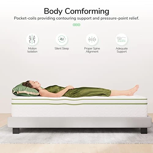 Queen Mattress, 12 Inch Gel Memory Foam Hybrid Mattress With Pocketed Coil For Pressure Relief & Motion Isolation, Medium Firm Mattress Queen In A Box, Amenity 5 Queen Mattress, 12 Inch Gel Memory Foam Hybrid Mattress With Pocketed Coil For Pressure Relief & Motion Isolation, Medium Firm Mattress Queen In A Box, Amenity - Image 3