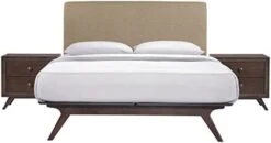 Tracy Mid-Century Modern Wood Platform Queen Bed With Two Nightstands In Cappuccino Gray -Delta Children Shop 41b2KYbMEgL. AC
