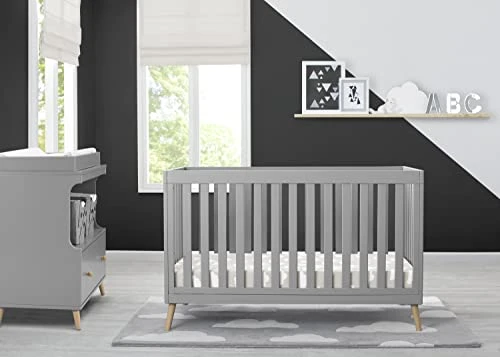 Delta Children Essex 4-in-1 Convertible Baby Crib, Grey With Natural Legs + Delta Children Twinkle Galaxy Dual Sided Recycled Fiber Core Crib And Toddler Mattress (Bundle) 5 Delta Children Essex 4-in-1 Convertible Baby Crib, Grey With Natural Legs + Delta Children Twinkle Galaxy Dual Sided Recycled Fiber Core Crib And Toddler Mattress (Bundle) - Image 3