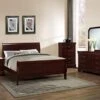 5pc Queen Size Sleigh Bedroom Set Louis Philippe Style In Cherry Finish (Cherry)
