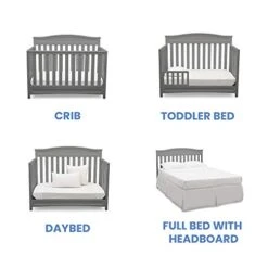 Delta Children Emery 4-in-1 Crib, Grey With Twinkle Stars Crib & Toddler Mattress -Delta Children Shop 41cLgbrjajL