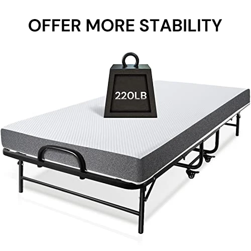 Folding Bed With Mattress Twin Size, 75" X 38", Rollaway Bed Storage Cover Included. Roll Away Bed With 5" Memory Foam Mattress, Portable Foldable Fold Up Guest Bed For Adults (Twin) 9 Folding Bed With Mattress Twin Size, 75" X 38", Rollaway Bed Storage Cover Included. Roll Away Bed With 5" Memory Foam Mattress, Portable Foldable Fold Up Guest Bed For Adults (Twin) - Image 7