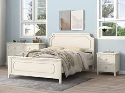 3 Piece Queen Bedroom Furniture Set,Queen Size Wood Bedroom Sets With A Queen Size Platform Bed, Nightstand And Dresser For Living Room Bedroom,Milky White -Delta Children Shop 41cNqF5HUtL. AC