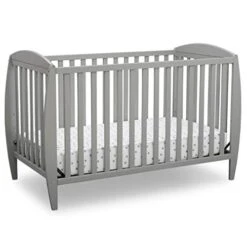 Delta Children Twinkle 4-in-1 Convertible Baby Crib, Easy To Assemble, Sustainable New Zealand Wood, Grey