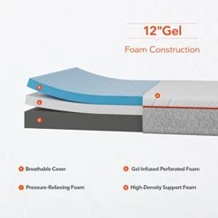 King Mattress, 12 Inch King Memory Foam Mattress, Double Sides Flippable King Bed Mattress In A Box, Gel Infused And Perforated Foam For Cool Sleep And Pressure Relief 21 King Mattress, 12 Inch King Memory Foam Mattress, Double Sides Flippable King Bed Mattress In A Box, Gel Infused And Perforated Foam For Cool Sleep And Pressure Relief -Delta Children Shop 41ccUyAlvuL