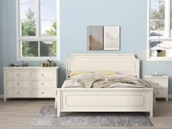 3 Piece Queen Bedroom Furniture Set,Queen Size Wood Bedroom Sets With A Queen Size Platform Bed, Nightstand And Dresser For Living Room Bedroom,Milky White -Delta Children Shop 41d3OW9Lo8L. AC