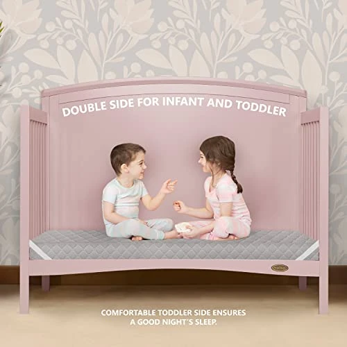 Dream On Me Asheville 4” Firm Fiber Crib And Toddler Mattress | Waterproof | GreenGuard Gold Certified | Dual-Sided Mattress | Grey Embossed Cover | Lightweight Reversible Design 5 Dream On Me Asheville 4” Firm Fiber Crib And Toddler Mattress | Waterproof | GreenGuard Gold Certified | Dual-Sided Mattress | Grey Embossed Cover | Lightweight Reversible Design - Image 3