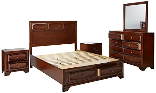 Oakland 139 Antique Oak Finish Wood Bed Room Set, Queen Storage Bed, Dresser, Mirror, 2 Night Stands 5 Oakland 139 Antique Oak Finish Wood Bed Room Set, Queen Storage Bed, Dresser, Mirror, 2 Night Stands - Image 3