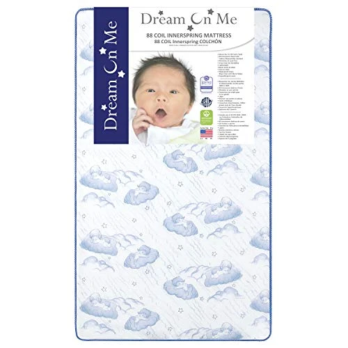 Dream On Me Sweet Dreams 88 Coil Spring Crib And Toddler Bed 6" Mattress In Blue, Green Guard Gold Certified, Beige Cloud Vinyl Cover With Baby, 17 Lb 9 Dream On Me Sweet Dreams 88 Coil Spring Crib And Toddler Bed 6" Mattress In Blue, Green Guard Gold Certified, Beige Cloud Vinyl Cover With Baby, 17 Lb - Image 7