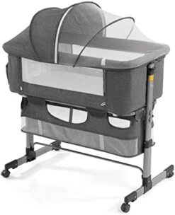 Nordmiex Bedside Sleeper Bedside Crib, Baby Bassinet 3 In 1 Travel Baby Crib Baby Bed With Breathable Net,Adjustable Portable Bed For Infant/Baby(Deep Grey) -Delta Children Shop 41dVuymhtL. AC