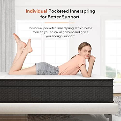 Queen Mattress, 12 Inch Pillow Top Queen Size Mattress In A Box, Bamboo And Gel Memory Foam Hybrid Mattress, Individually Wrapped Spring For Motion Isolation & Support, Siesta 7 Queen Mattress, 12 Inch Pillow Top Queen Size Mattress In A Box, Bamboo And Gel Memory Foam Hybrid Mattress, Individually Wrapped Spring For Motion Isolation & Support, Siesta - Image 5